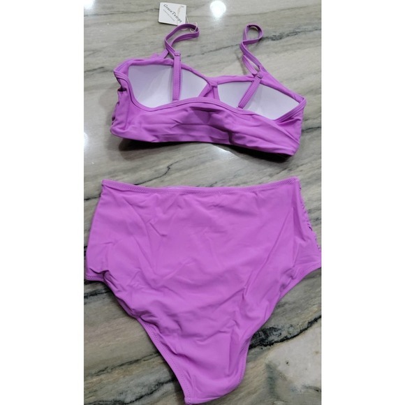 Grace Tempt Purple High Waisted Bikini Padded Bra 2 Pc Large NWT - Picture 7 of 9